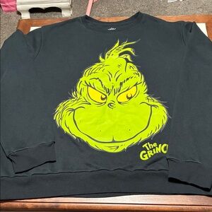 Dr. Seuss Black Sweater with Neon Green Grinch